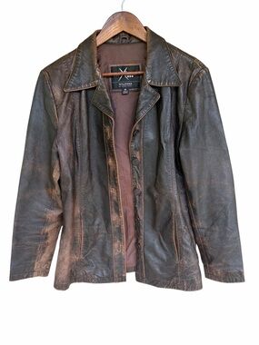 Vintage Wilson Maxima Brown Distressed Leather Jacket
